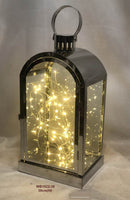 Lanterna con Led in Metallo nero cm 20,2x15,2xh38,5/46