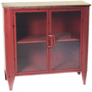 Mobile 2 Ante in Metallo Top in Legno Edimburgo Rosso