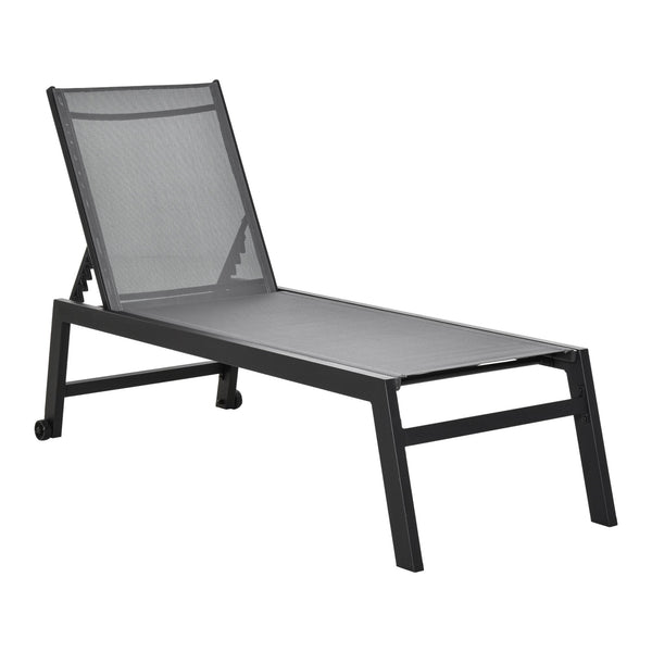 Lettino Prendisole da Giardino 169x65x102 cm UV Nero e Grigio acquista