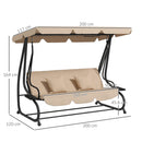 Dondolo Letto da Giardino 3 Posti 200x120x164 cm Marrone Chiaro 