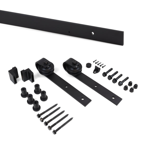 sconto Binario per Porte Scorrevoli con Kit di Accessori 200 cm in Acciaio Emuca Nero