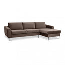 Divano con Chaise Longue Gregory in Tessuto Marrone