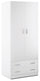 Armadio 2 Ante 2 Cassetti 77x182x52 cm Bianco Lisco
