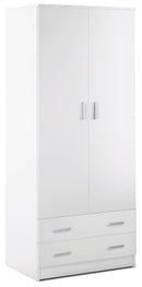Armadio 2 Ante 2 Cassetti 77x182x52 cm Bianco Lisco
