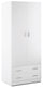 Armadio 2 Ante 2 Cassetti 77x182x52 cm Bianco Lisco