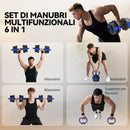Set Pesi Palestra 6 in 1 Multifunzione da 20kg Totali 125x18x18 cm in Plastica e Sabbia Blu      