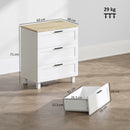 Cassettiera 3 Cassetti Moderna 60x38x71 cm in Legno Bianca e color Legno      