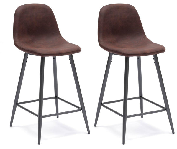 Set 2 Sgabelli 42x52xH93 cm in Similpelle Brigitte Moka Vintage prezzo