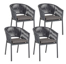 Set 4 Sedie 57x60x80h cm con Braccioli e Cuscini Florencia Antracite