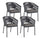 Set 4 Sedie 57x60x80h cm con Braccioli e Cuscini Florencia Antracite