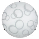 Plafoniera 1xE27 Ganci Cromo Vetro Lastra Bianco Decorato Cerchi E-Energy Daria