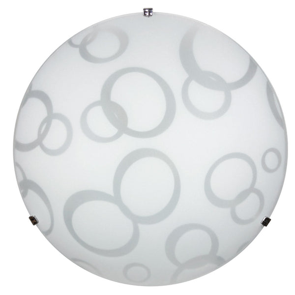 online Plafoniera 2xE27 Ganci Cromo Vetro Lastra Bianco Decorato Cerchi E-Energy Daria