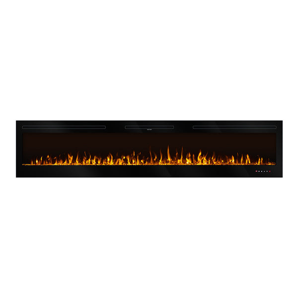acquista Camino Elettrico da Incasso 54,4x254x14 cm Effetto Fiamma 1500W Fiji Nero