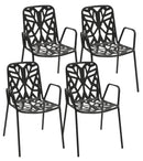 Set 4 Sedie da Giardino 53x59x83 cm in Acciaio con Braccioli RD Italia Fancy Antracite