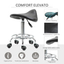 Sgabello con 5 Ruote 36,2x37,5x51-66 cm Seduta Ergonomica Imbottita in Gommapiuma Nero