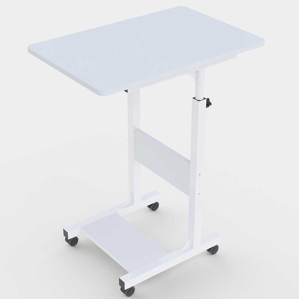 Tavolino Porta PC Computer da Letto Divano Regolabile con Ruote Bianco sconto