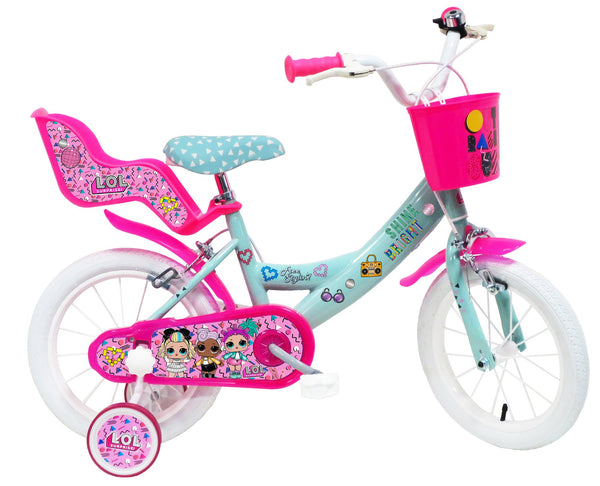 Bicicletta per Bambina 14" 2 Freni Lol Verde Marine e Rosa sconto