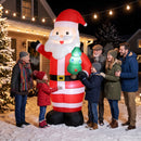 Babbo Natale Gonfiabile Gigante 150x78x243 cm con Albero di Natale Luci LED Gonfiatore e Borsa Portaoggetti in Poliestere Rosso      