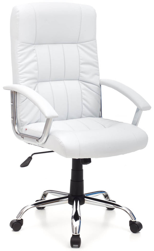 acquista Poltrona da Ufficio Presidenziale in Similpelle Leader Bianca