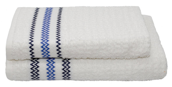 Set Spugna Asciugamani Ospite + Salvietta Kate ZigZag Blu Scuro e Royal sconto