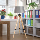 Lampada da Terra Design con Treppiede in Legno Altezza Regolabile Grigio 