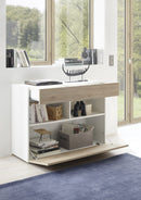 Credenza Mobile Soggiorno 1 Anta 2 Vani 111x42x82 cm TFT Akira Bianco e Naturale