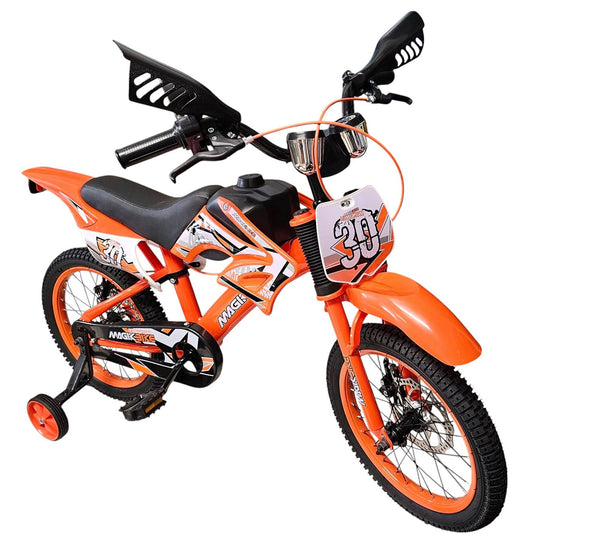 Bicicletta per Bambini 16" Freni a Disco e Rumore del Motore in Accelerazione Magik-Bike Motocross Arancione sconto