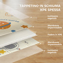 Tappeto Morbido per Bambini 196x176x1,5 cm Superficie Impermeabile in XPE a Tema Spazio   