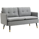 Divano 2 Posti in Tessuto 139x68x80 cm con Cuscini Imbottiti e Gambe in Acciaio Grigio