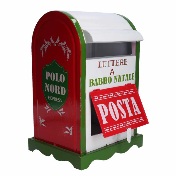Cassetta posta di Babbo Natale Natalizia 20x22,5xh33 cm in Metallo verde bianco acquista