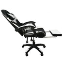 Sedia da Gaming Ergonomica con Poggiapiedi e Cuscini in PVC Bianco e Nero