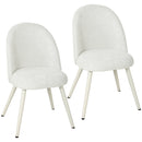 Set 2 Sedie da Pranzo 51x54x84 cm con Seduta Imbottita in Velluto Bianco      
