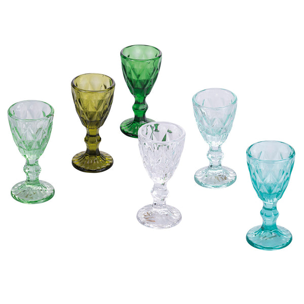 Set 6 Tazzine per Liquori Liquorini Prisma Greenery in Vetro VdE Tivoli 1996 Verde acquista