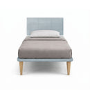 Letto 1 Piazza e Mezza con Rete Rivestita Microfibra Azzurro Tessis Testata Square Varie Misure