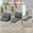 Poltrona da Terra 71x72x60 cm Schienale Reclinabile in Tessuto Grigio Scuro