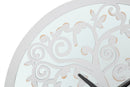 Orologio da Muro Bianco Tree Ø55x4,5 cm in Ferro MDF e Specchio Bianco
