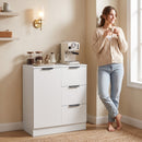 Credenza Moderna 60x30x70 cm con 3 Cassetti e Anta Soft-Close in Truciolato Bianco      