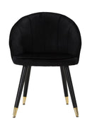 Sedia Loty Nera 57x58x80 cm in Legno e Velluto Nero e Oro