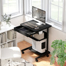 Scrivania Moderna Salvaspazio 56x51x79 cm con Cassetto Scorrevole e Ruote in Legno Ingegnerizzato e Metallo Nero  