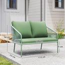 Divano da Giardino 2 Posti Stile Boho con Cuscini Sfoderabili in Rattan PE Verde  