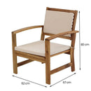 Set Salotto da Giardino Divano 2 Poltrone e Tavolino in Legno con Cuscini Ecrù