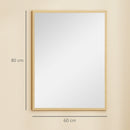 Specchio da Parete Rettangolare 60x80 cm con Ganci in Vetro e MDF Color Legno      