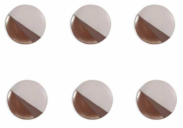 Set 6 Piatti Frutta Ø22x2 cm in Gres Villa d'Este Home Tivoli Officina Bianco e Marrone online