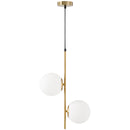 Lampada a Sospensione 2 Paralumi in Vetro Sferici Bianchi Filo Regolabile 32x15x51 cm in Metallo Oro 