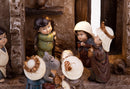 Natività 9 Personaggi con Capanna e Led 16,5 cm in Porcellana