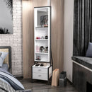 Mobile portagioie Elegante con cassetti e specchio girevole bianco