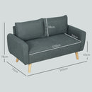 Divano 2 Posti 145x75x78 cm con Cuscini per Schienale  in Tessuto Effetto Lino Grigio  