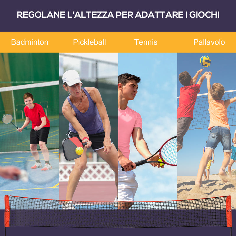 Rete Da Badminton Portatile – 610x76 Cm, Multiuso Per Pallavolo, Tennis Da Giardino, Pickleball, Con Corda Per Fissaggio