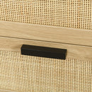 Cassettiera 3 Cassetti 60x40x80 cm in Truciolato e Rattan Nero e Color Legno
