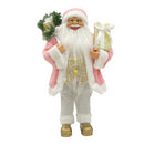 Babbo Natale Abito Rosa e Bianco H60 cm con Mini Lucciole e Suoni